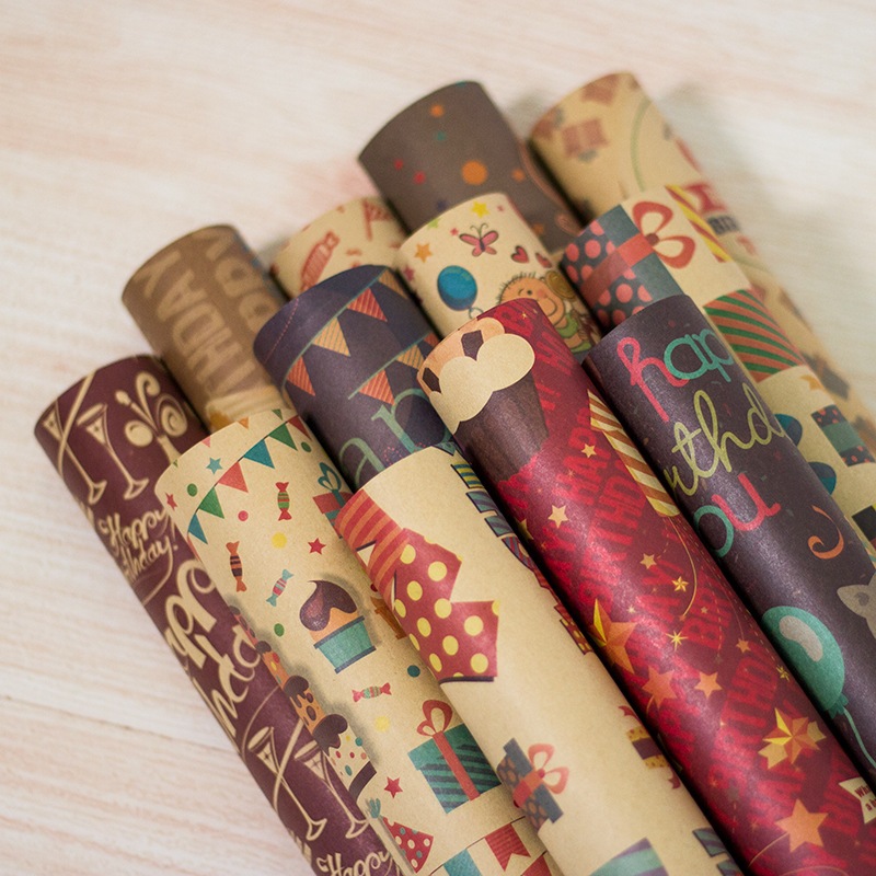 Birthday Kraft DIY Gift Wrapping Paper Present packing paper Party ...