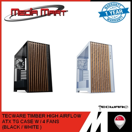 TECWARE TIMBER HIGH AIRFLOW ATX TG CASE INCLUDED W / 4 FANS (BLACK ...