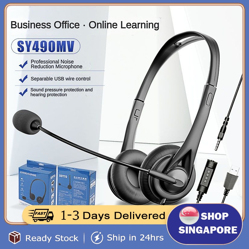 USB PC Headset with Microphone Noice Cancelling Wired Student ...