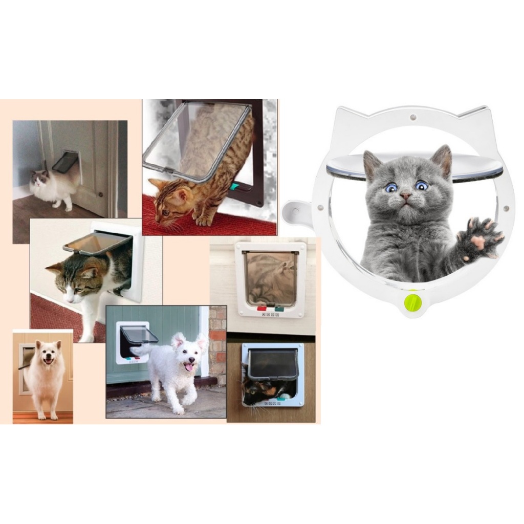 SG Seller] Cat Door Pet Entry Magnetic Pet Flap Door 4-Way Locking