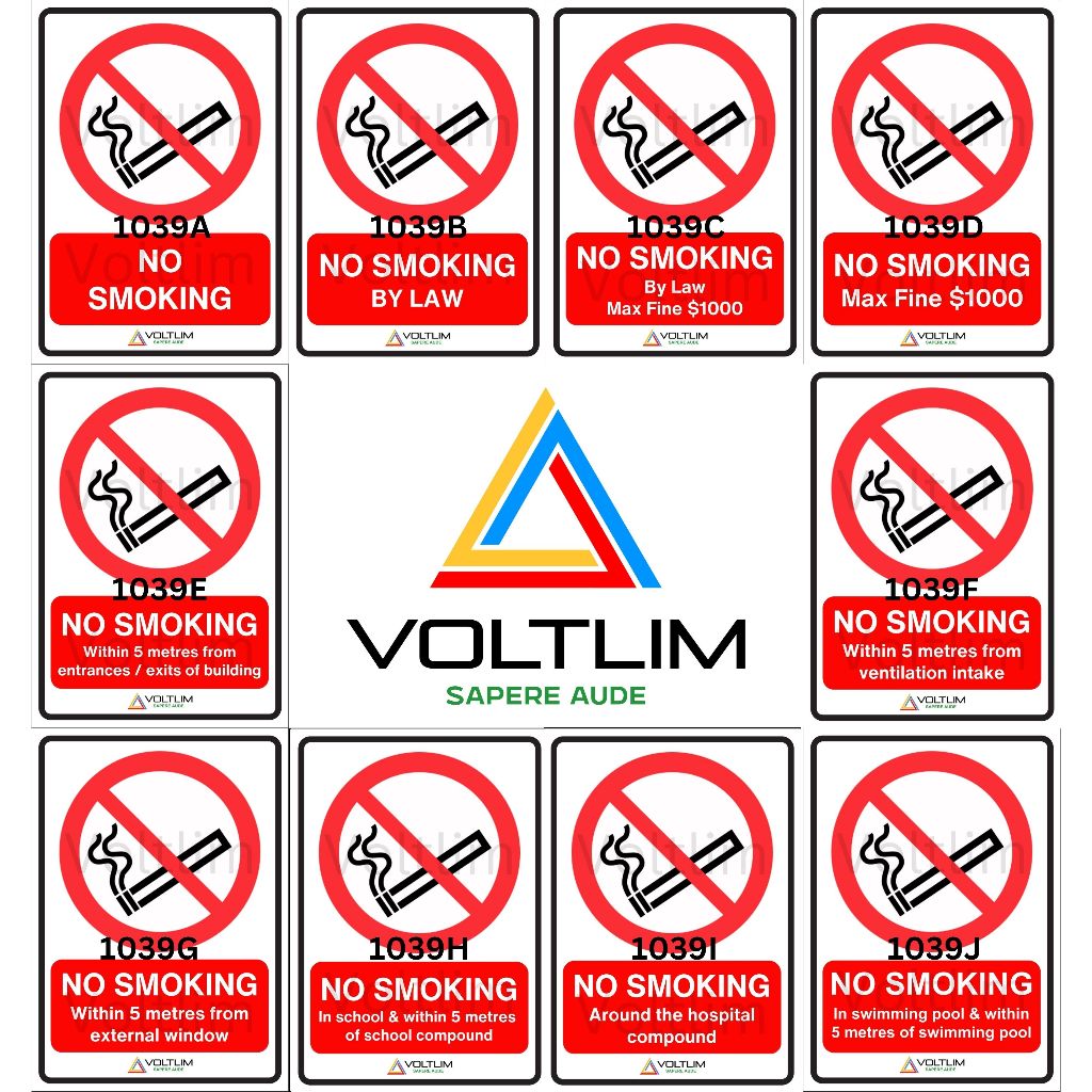 No Smoking Prohibition Symbol Stop Sign Label Sticker (Various Texts ...