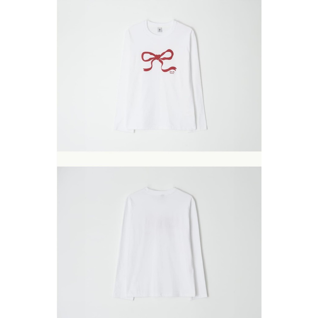 RONRON EMBO HEART RIBBON BASIC FIT LONG SLEEVE 3color