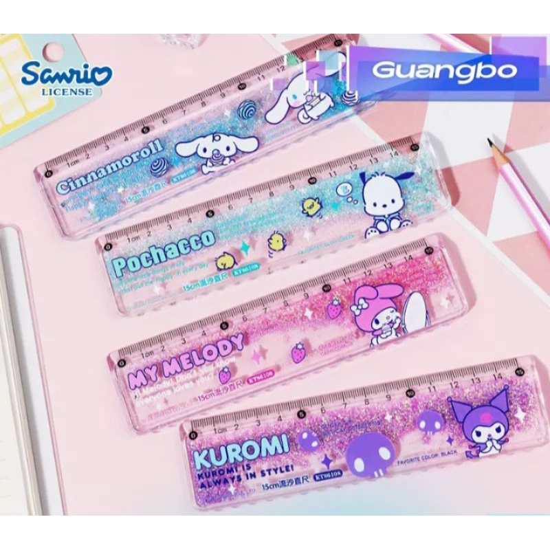 🇸🇬 Sanrio Kuromi Melody Cinnamon PC Glitter Shake Shake Ruler ...