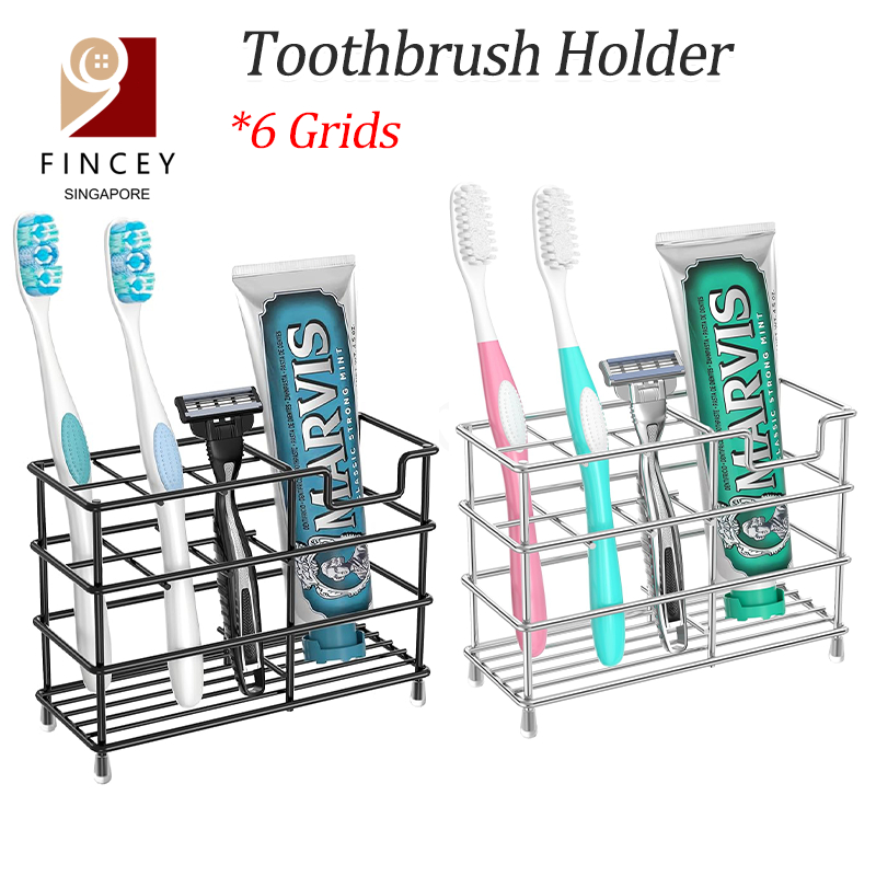 【SG】Toothbrush Holder Stainless Steel Wall Toothpaste Rack Stand Shower ...