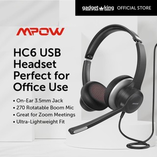 Mpow HC6 USB Headset with Microphone Office Computer Headphone On Ear 3.5mm Jack For Zoom Call Center Skype etc Shopee Singapore