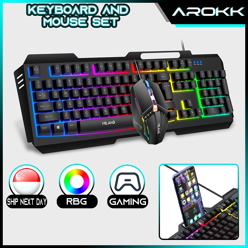 SG丨Gaming Keyboard And Mouse Set LED Mechanical Feel RGB Backlight With ...