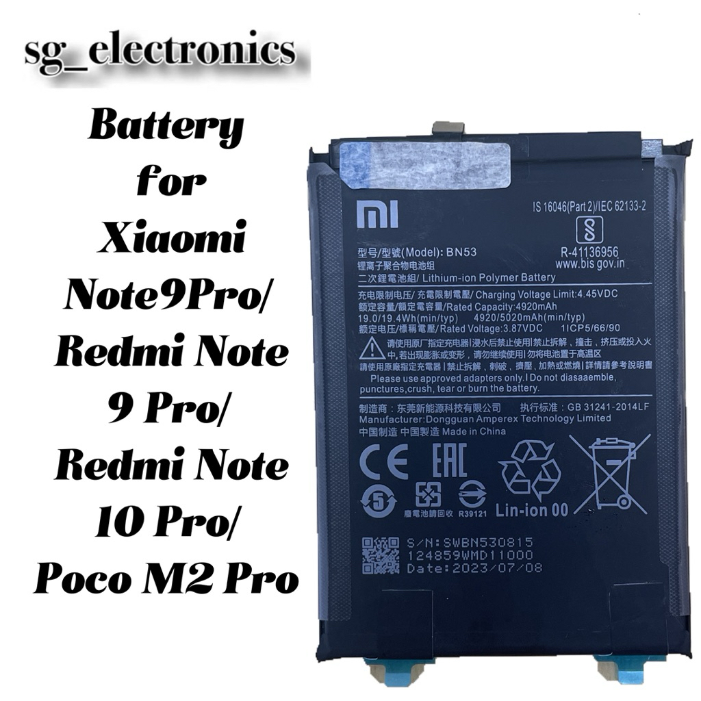 Battery for Xiaomi Note 10Pro, Redmi Note 9 Pro, Redmi Note 10 Pro,Poco ...