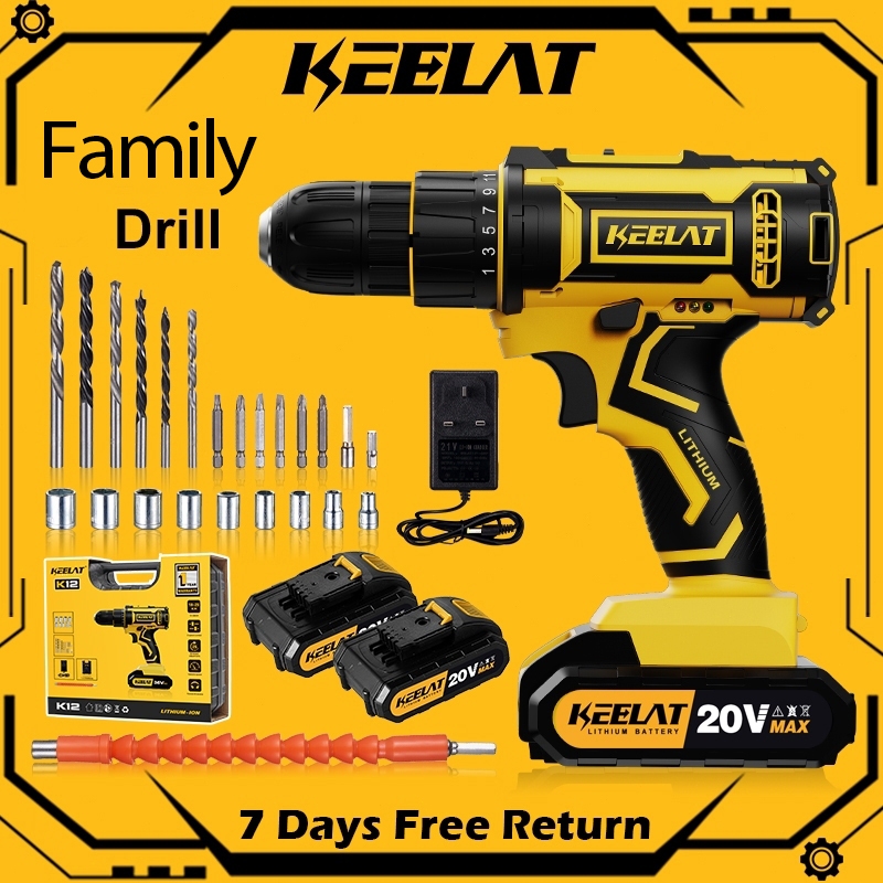 KEELAT KCD005 Cordless Drill 25 Speed Impact Drill Hand Drill ...