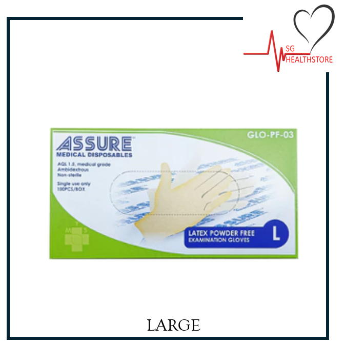 ASSURE Latex Examination Powder Free Glove (100PC/BOX), Ambidextrous ...