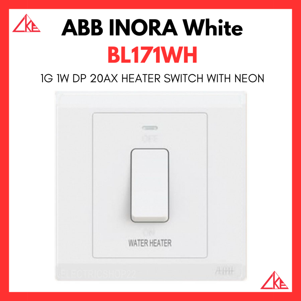 ABB INORA BL171WH 1G 1W DP 20AX HEATER SWITCH WITH NEON | Shopee Singapore