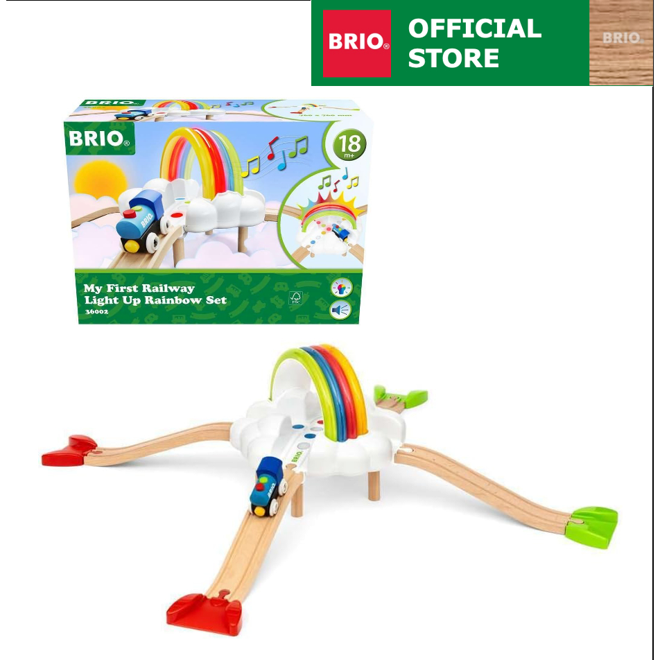 BRIO - 36002 - Mon Premier Circuit Arc-en-Ciel Lumineux Et Sonore - Train En Bois, Jeu éveil 18 Mois +