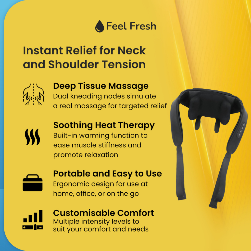 Neck Massager - Feel Fresh ThermaRelief+ Deep Tissue Massage Pillow ...