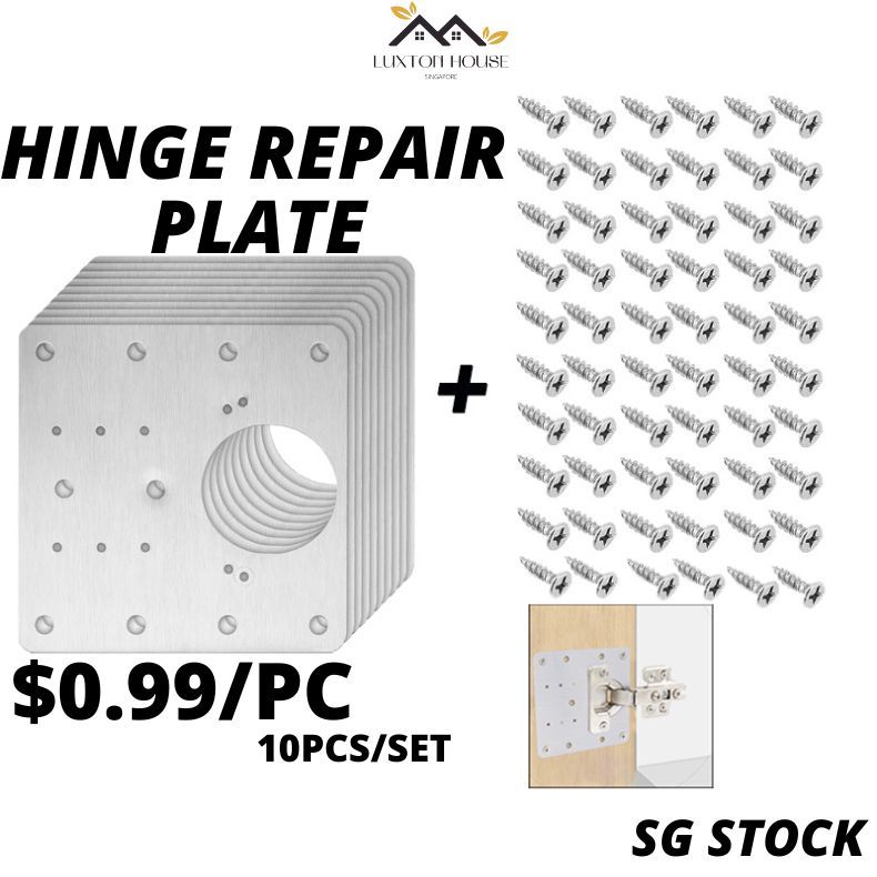 {SG} 10PCS Stainless Steel Hinge Repair Plate Kitchen Cabinet Door ...