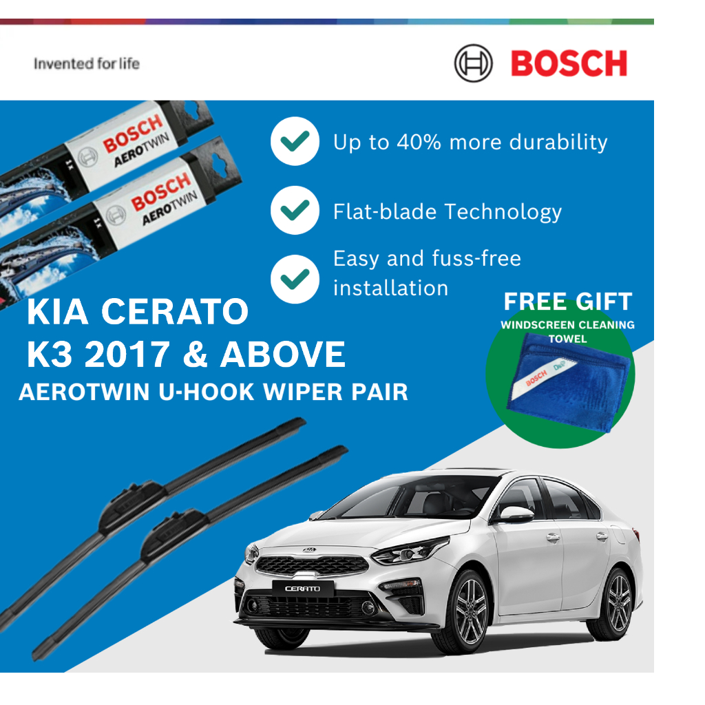 Bosch Aerotwin U-Hook Car Wiper Set for Kia Cerato K3 2017 onwards (26 ...