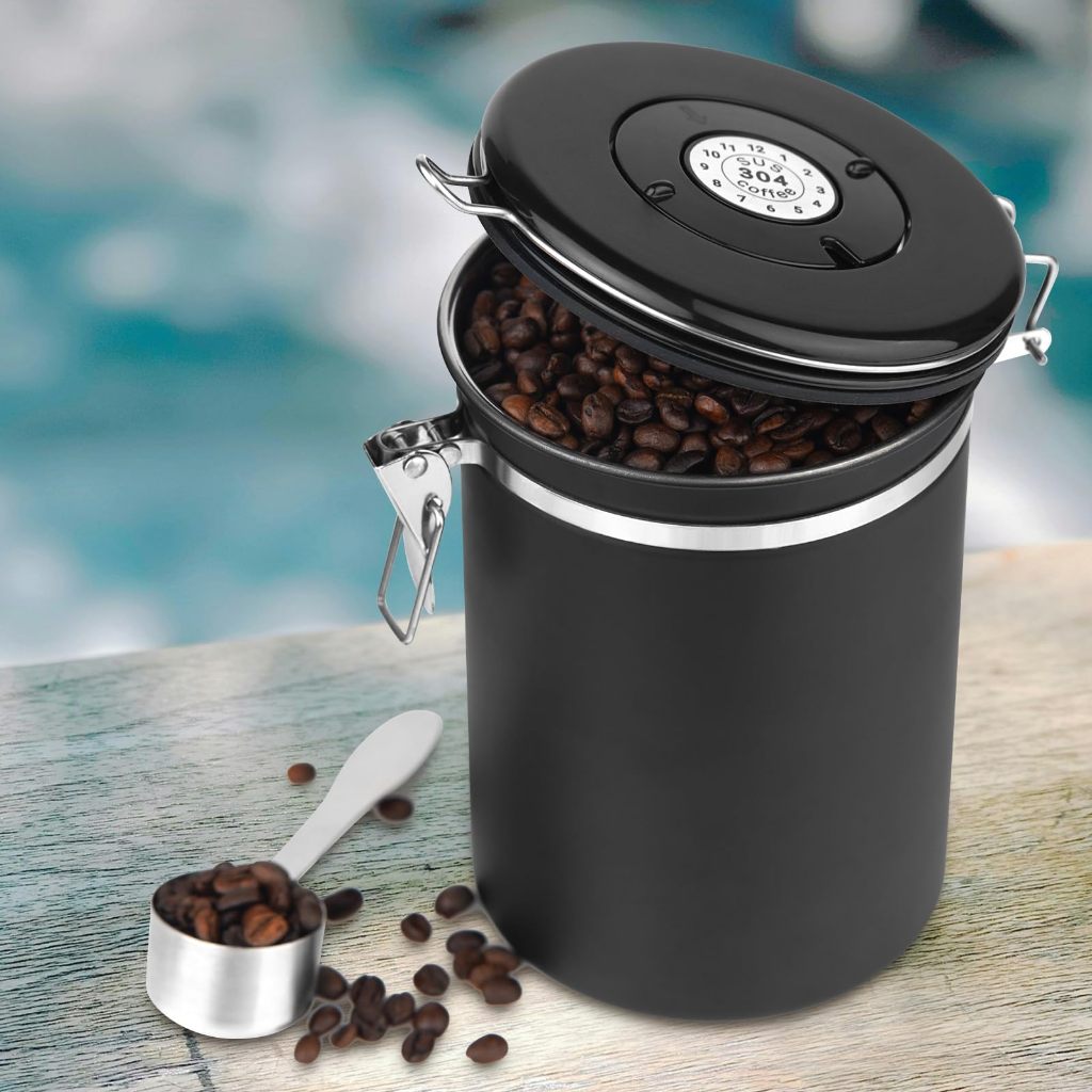 【Ready From SG】Coffee Bean Container with Airtight CO2 relief valve 304 ...