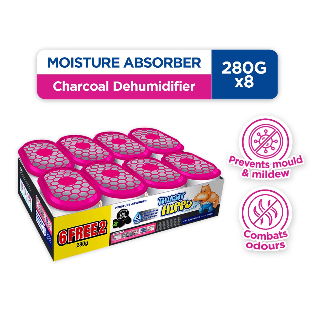 [1 Carton] Thirsty Hippo Dehumidifier Moisture Absorber (8x280g ...