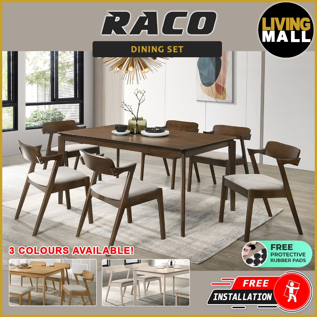 Living Mall Raco 4/6 Seater Nordic Dining Set w/ Table, Chair & Bench ...