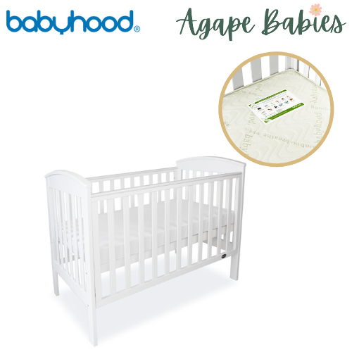 (1 yr warranty) Babyhood Classic Curve Cot 4 In 1 White + Bamboo ...