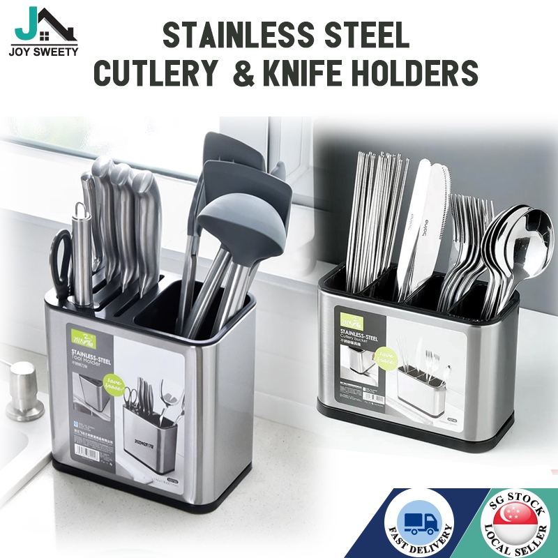 🇸🇬【SG stock】Stainless Steel Kitchen Utensil Knife Cutlery Holder ...