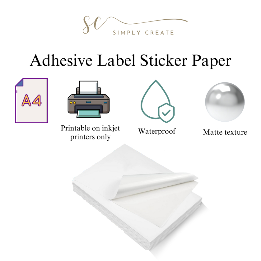 A4 Waterproof Adhesive Label Sticker Paper Matte Inkjet Printer Decals ...