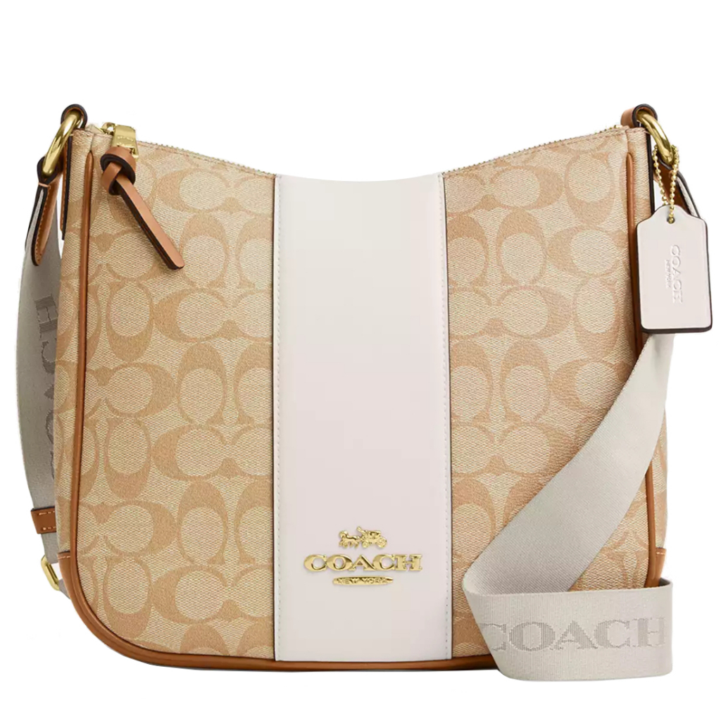 Coach Ellie File Bag In Signature Canvas With Stripe in Light Khaki ...