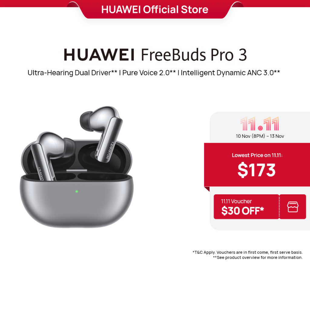 HUAWEI FreeBuds Pro 3 Earphone Ultra Hearing Dual Driver Pure Voice 2.0 Shopee Singapore