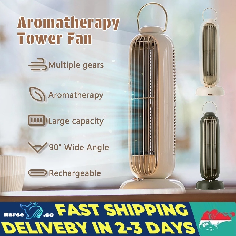 Aromatherapy Tower Fan Mini Table Fan USB Charging 3600mAh Desk ...