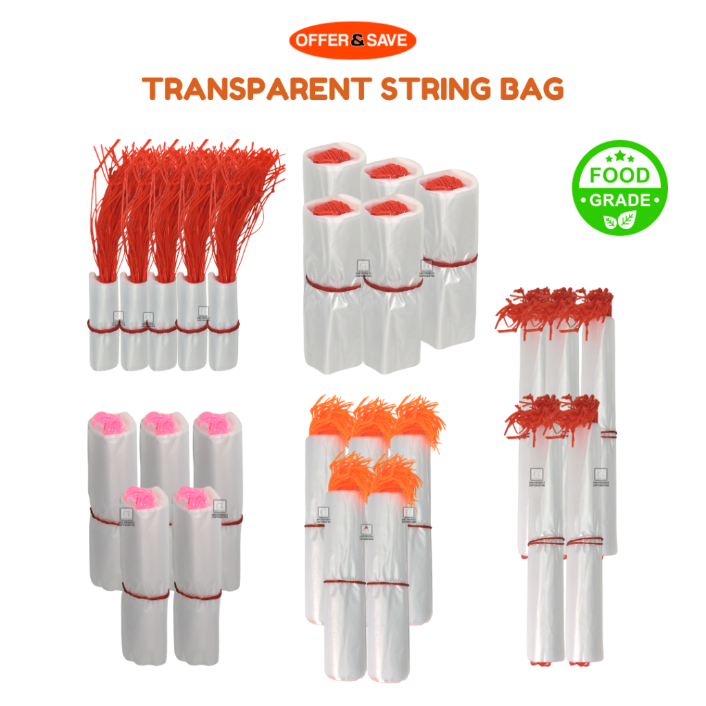[Food Grade] ONS HDPE Transparent String Bag Hygienical Food Packaging ...