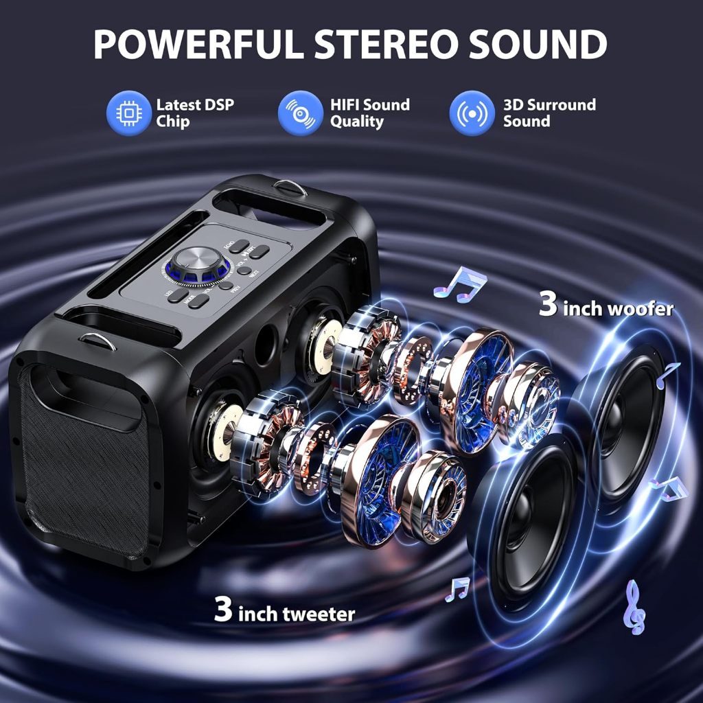 JYX Karaoke Machine with 2 Wireless Microphones,Portable Bluetooth ...