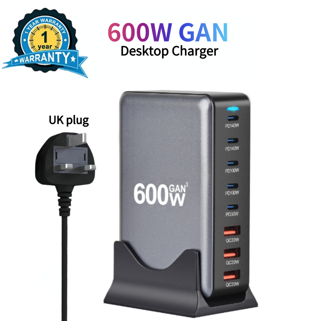 600W Gallium Nitride Charger Desktop PD Charger 3A5c, Detachable Base ...
