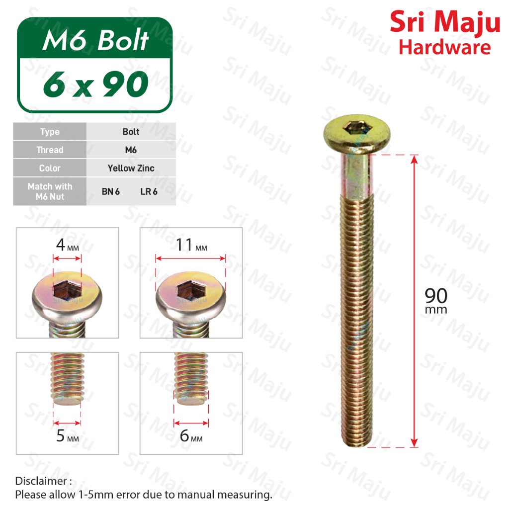 MAJU JCBC JCBB Furniture Connector Fixing Screw Bolt Hex Insert Wood ...