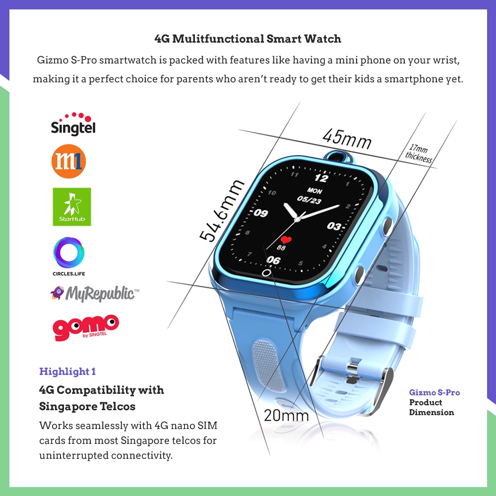 SG Gizmo S Pro Pre 2025 Launch New 4G Kids Smart Watch Android Whatsapp Video Call GPS Tracker Shopee Singapore