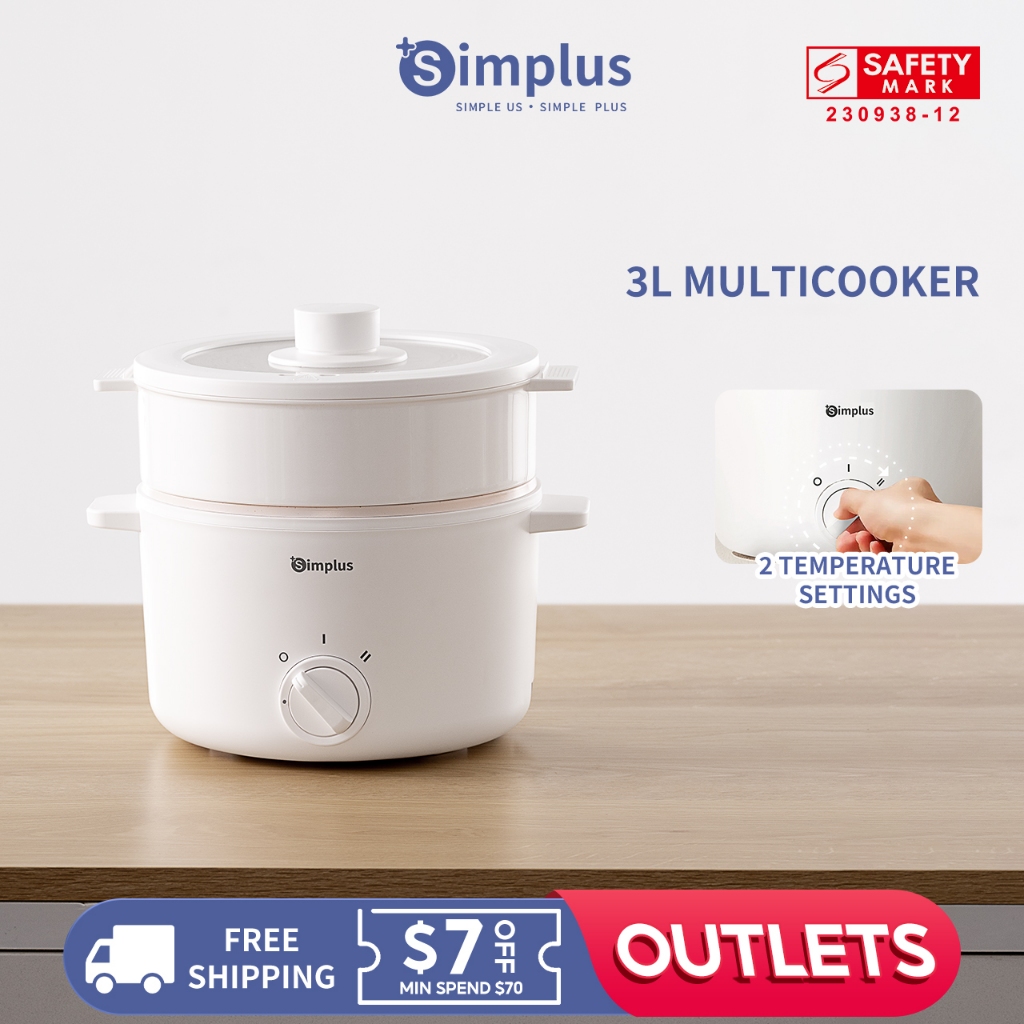 Simplus Multi Functional Electric Cooker Steamer Rice Cooker 1000W High Power Non Stick Pan 3L Large Capcity DZGH010