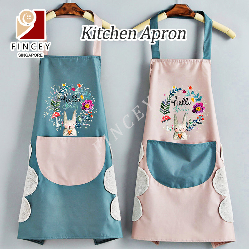 【SG】Kitchen Apron Cooking Aprons with Pocket Waterproof Aprons Anti Oil ...