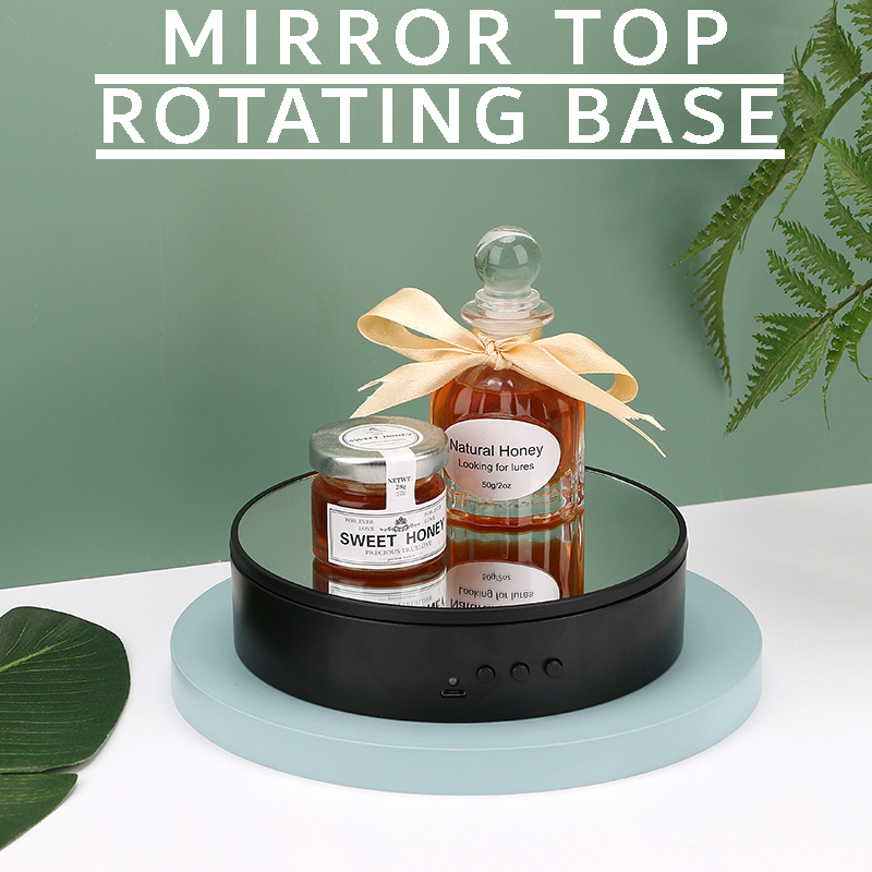 [SG] 15cm Mirror Top Electric Turntable Rotating Base. 2 Speed With ...