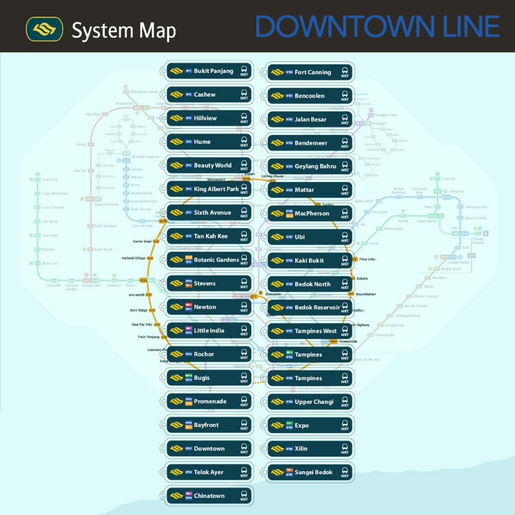 MRT Station Keychain - Downtown Line (DTL) Blue Line Stations | Shopee ...