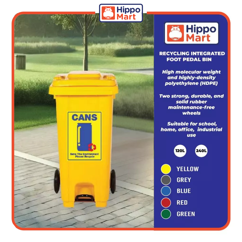 Recycling Integrated Foot Pedal Bin | 120L, 240L | Multiple Colours ...