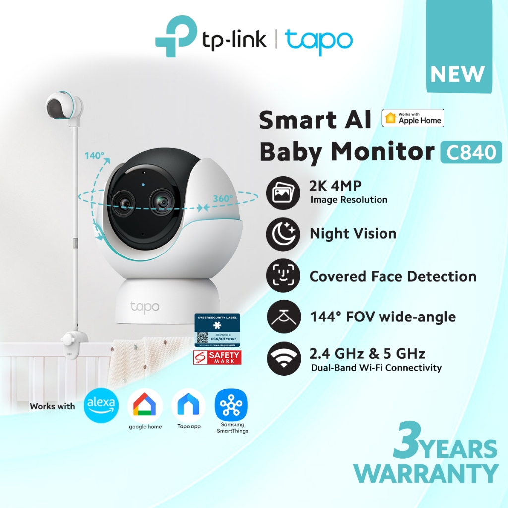 TP-Link Tapo Dual-Lens C840 Baby Monitor 2K4MP+1080p Smart WIFI