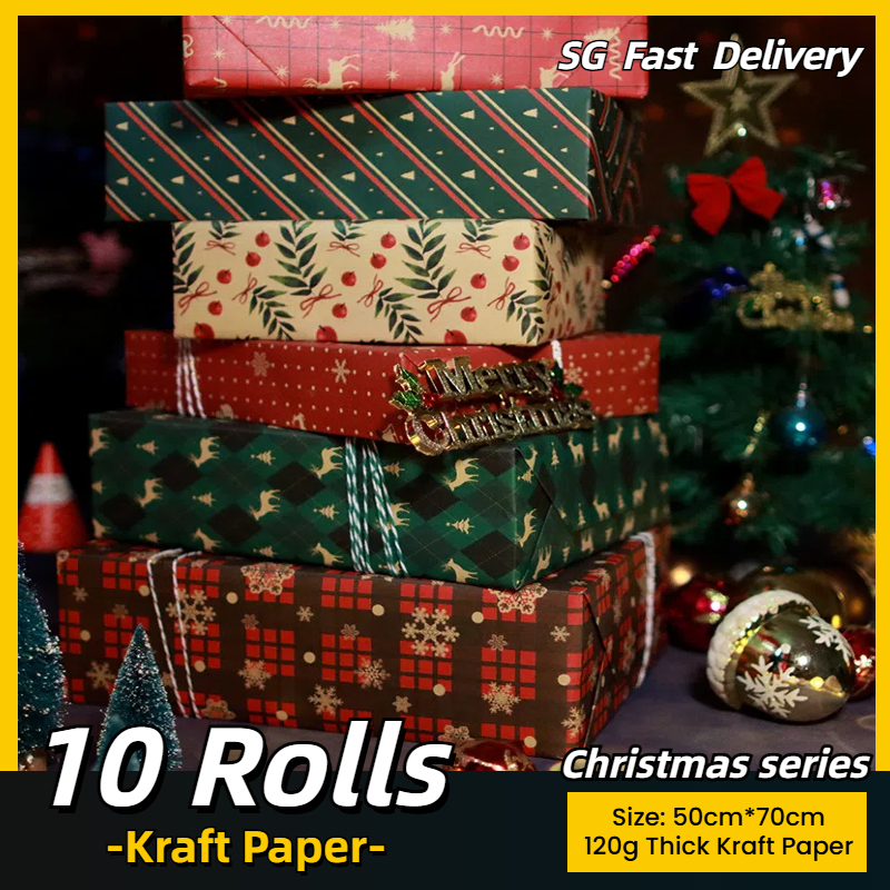 🎄10 Rolls Promotion 🎄 Merry Christmas DIY Gift Wrapping Paper Present ...