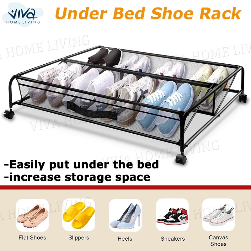 VIVA Under Bed Shoe Organizer | Space-Saving Metal Shoe Rack ...