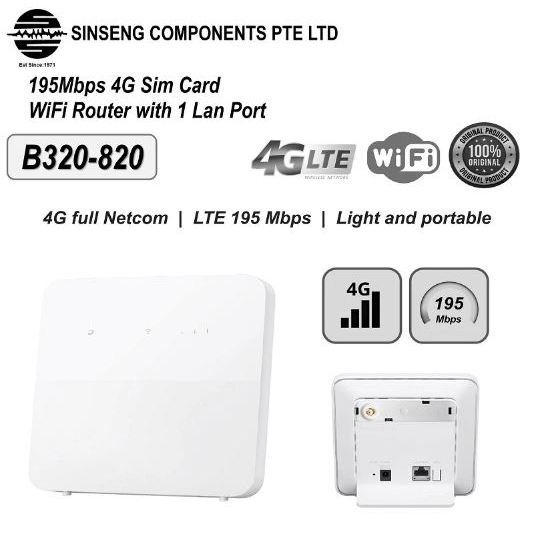 •NEW• HUAWEI B320-820 High Speed 195Mbps 4G Sim Card WiFi Router with 1 ...