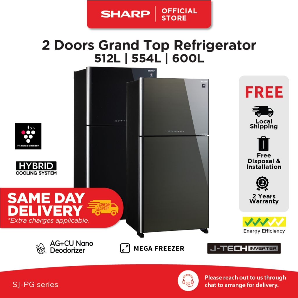 SHARP 2 Doors 512L/554L/600L Inverter Refrigerator SJ-PG51P2/SJ