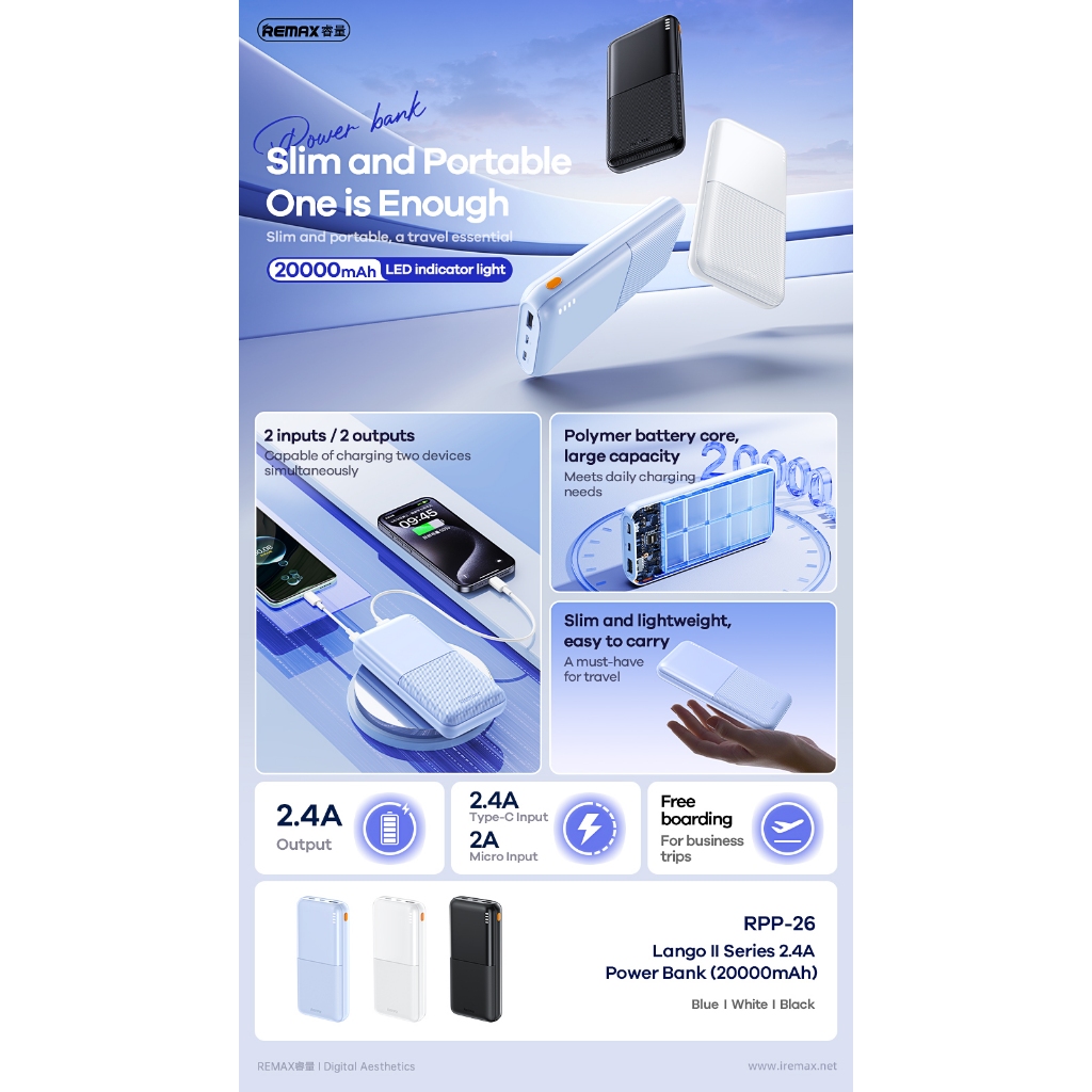 [3CCC] Remax RPP-26 High Capacity 20000mAh Power Bank with Dual Outputs ...
