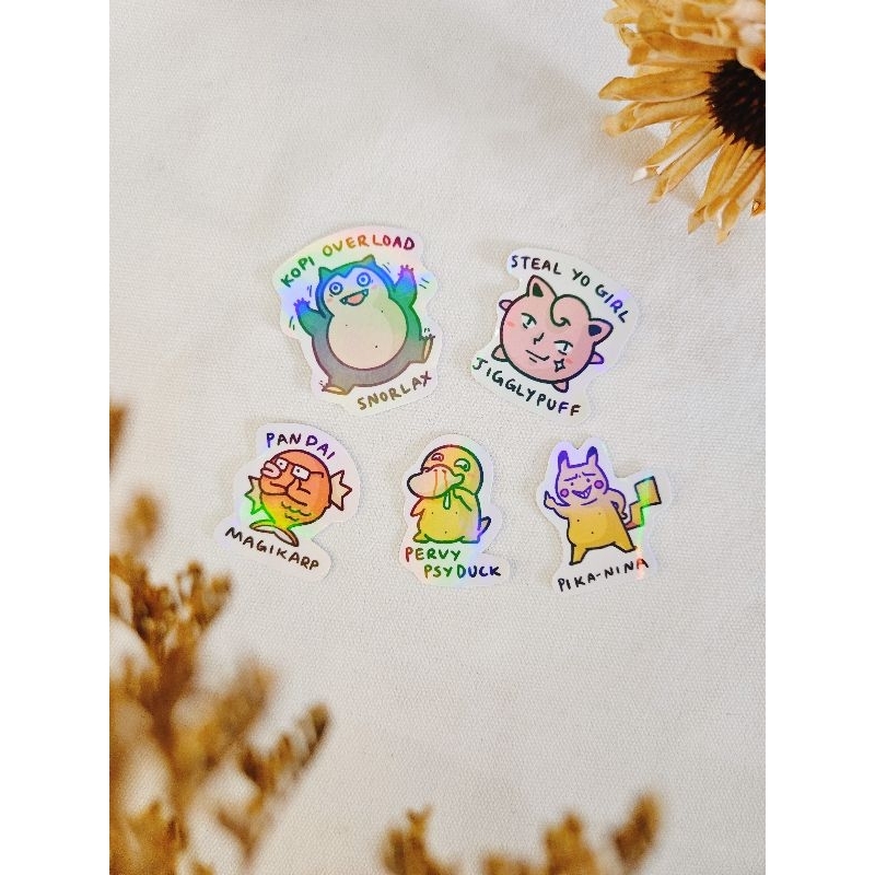 Funny Pokemon High quality stickers with Rainbow Laminate - Tumlumtala ...