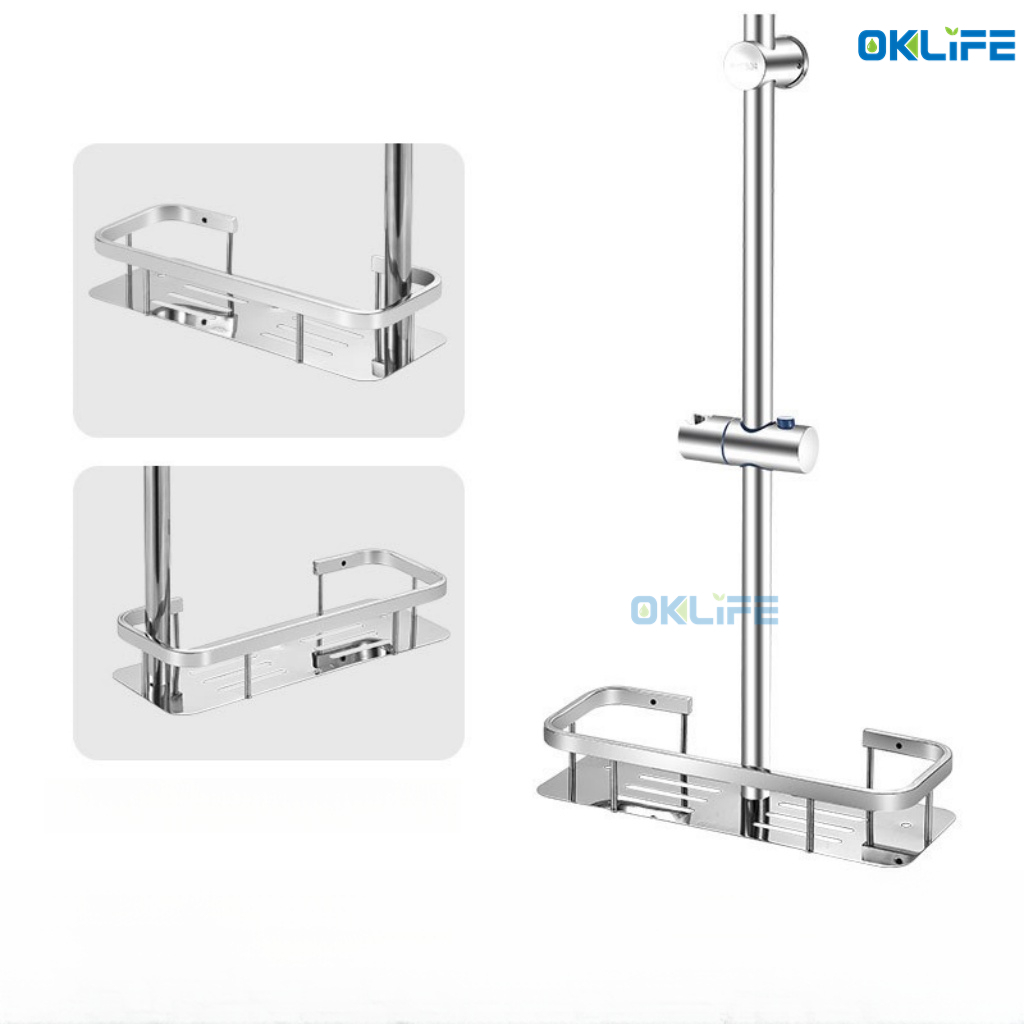 304 stainless steel shower rod shower base clip-on shower head track non-slip with tray adjustable shower head view 5