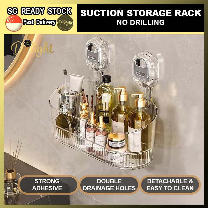 【No Drilling】Suction Cup Wall Mounted Bathroom Shelf | Strong Suction ...