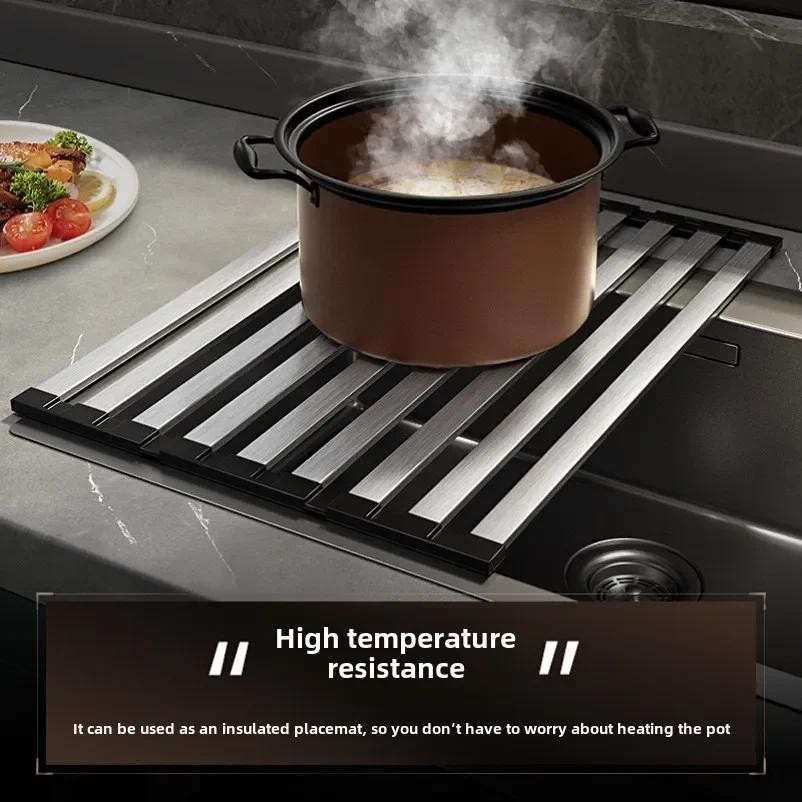 SG STOCK 304 Stainless Steel Kitchen Sink Drain Rack Foldable ...