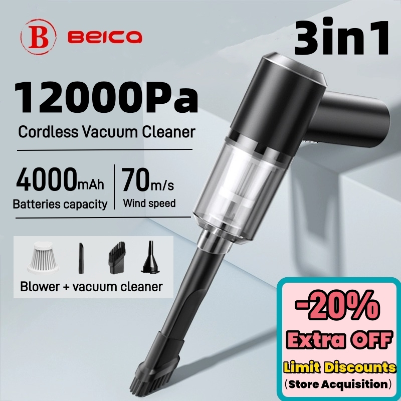 Beica 3 in 1 Mini Cordless Vacuum Cleaner 12000Pa Wireless Car Vacuum ...