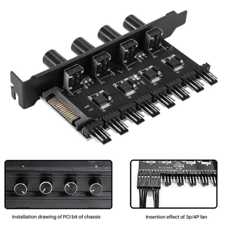 Pc 8 Channels Fan Hub 4 Knob Cooling Fan Speed Controller For Cpu Case ...