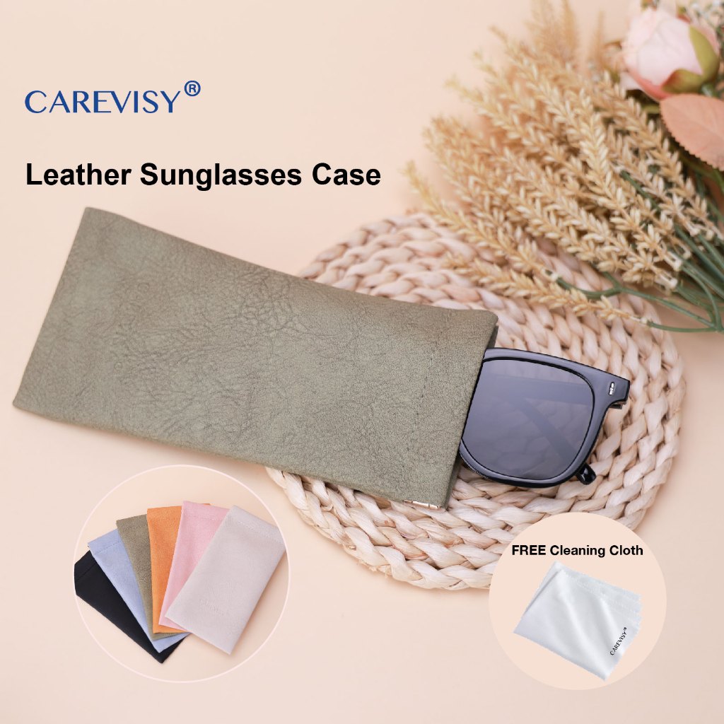CAREVISY Glasses Case Leather Sunglasses Case Pouch Storage Travel Bag ...